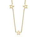14K Open Stars 16 inch Necklace Plus 2 inch Extension, 16 x 9 mm