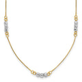 14K Two-Tone Mirror Beaded 18 inch Station Necklace, 18 x 3 mm