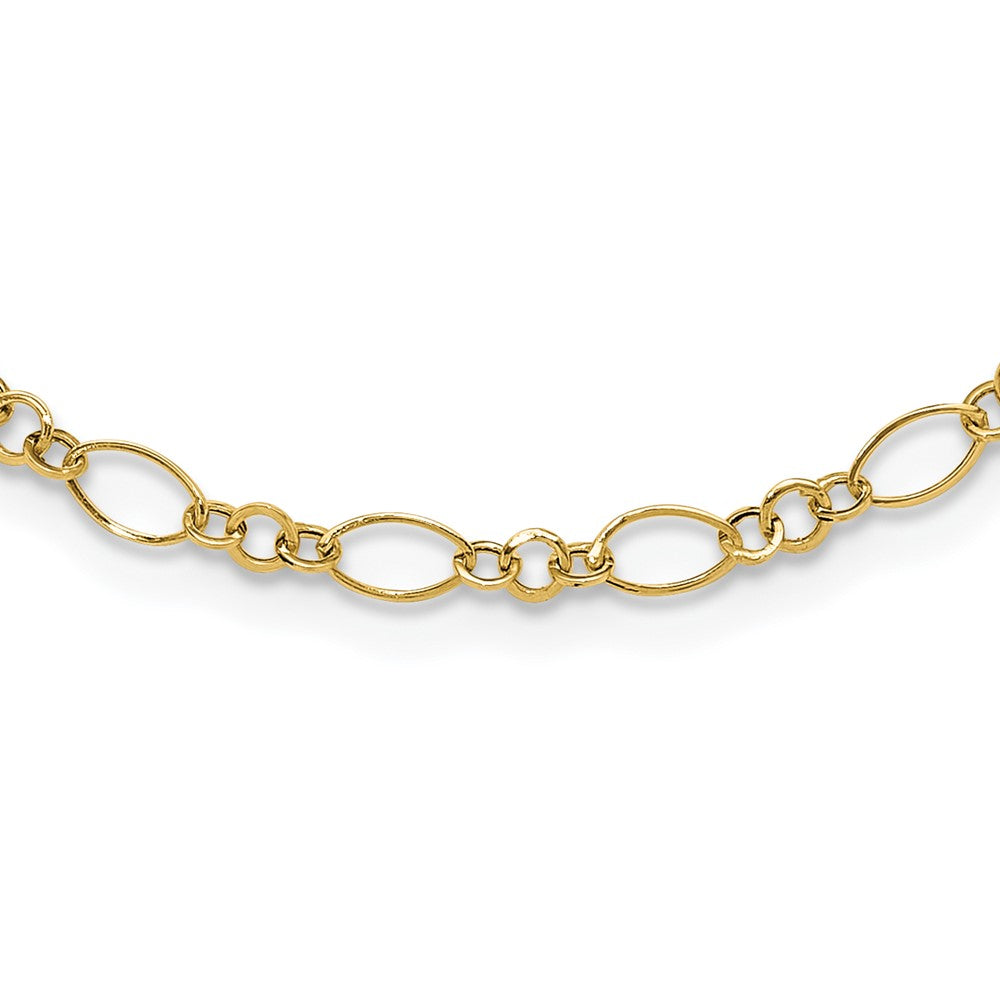 14k Polished 3mm Fancy Oval and Round Link 18 inch Necklace, 18 x 3 mm