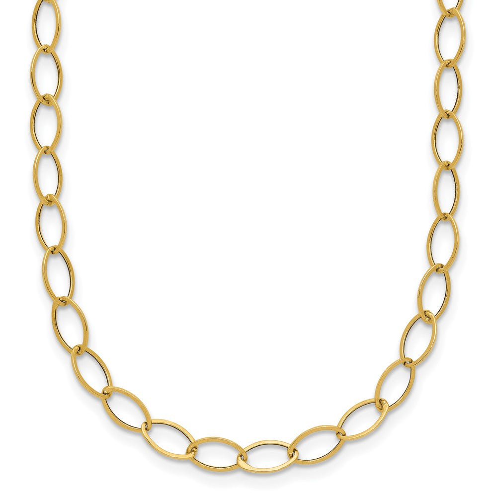 14k Polished 4mm Fancy Oval Link 18 inch Necklace, 18 x 4 mm
