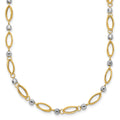 14K Two-Tone Fancy Oval Link and Mirror Bead 18 inch Necklace, 18 x 4 mm