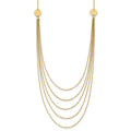 14K 5-Layer Ropa Chain Bib with Textured Side Circles 18 inch Necklace, 18 x 1 mm