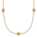 14k Polished Textured Beads 7-Station 18 inch Necklace, 18 x 5 mm