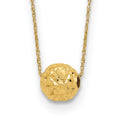 14k Polished Textured 6mm Bead 18 inch Necklace, 18 x 6 mm