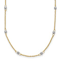 14K Two-tone Ropa Chain and Mirror Beads 16 inch Station Necklace Plus 2 inch Extender, 18 x 1 mm