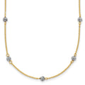 14K Two-tone Diamond-cut Beads 16 inch Station Necklace Plus 2 inch Extender, 18 x 1 mm