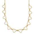 14K Open Flat Hearts 16 inch Necklace Plus 2 inch Extender, 16 x 7 mm