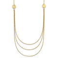 14K 3-Layer Ropa Chain Bib with Textured Side Circles 16 inch Necklace Plus 2 inch Extender, 18 x 1 mm