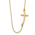 14k Polished Large Sideways Curved Cross 19 inch Necklace, 19 x 12 mm