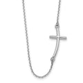 14k White Gold Polished Large Sideways Curved Cross 19 inch Necklace, 19 x 12 mm