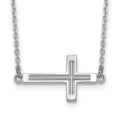 14k White Gold Polished Cut-out Sideways Cross 19 inch Necklace, 19 x 23 mm