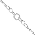 14k White Gold Polished and Textured Fancy Link 8 inch Bracelet, 8 x 12 mm