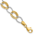 14K Two-Tone Polished 8mm Fancy Open Curb Link 7.5 inch Bracelet, 7.5 x 8 mm