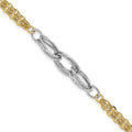 14k Two-tone Polished Diamond-cut 7mm Fancy Link 7.5 inch Bracelet, 7.5 x 7 mm