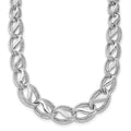 14K White Gold Polished Satin Diamond-cut Graduated 17 inch Necklace, 17 x 11 mm