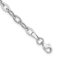 14K White Gold Polished Fancy Oval Link 7.5 inch Bracelet, 7.5 x 4 mm