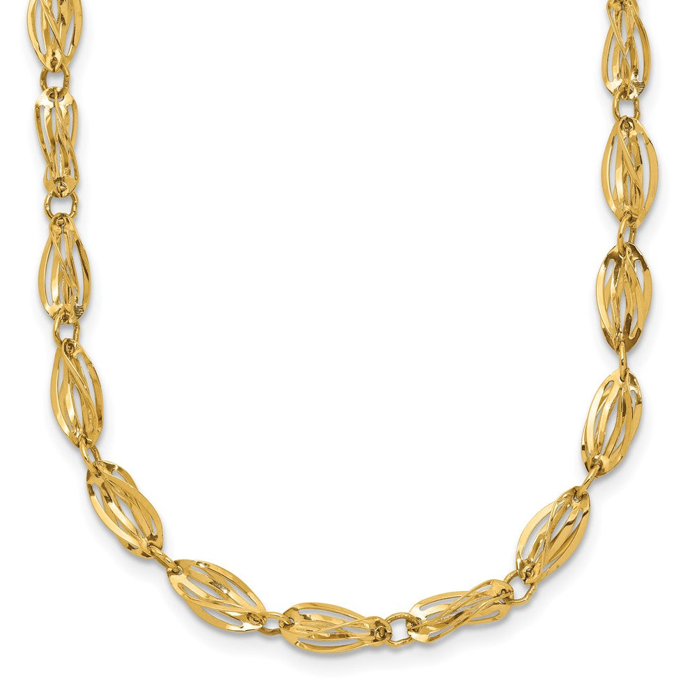 14K Fancy Twisted Oval Link 18 inch Necklace, 18 x 5 mm