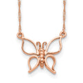 14k Rose Gold Polished Open Butterfly 17 inch Necklace, 17 x 18 mm
