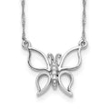 14k White Gold Polished Open Butterfly 17 inch Necklace, 17 x 18 mm