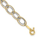 14k Two-tone 11mm Fancy Oval Link 7.5 inch Bracelet, 7.5 x 11 mm