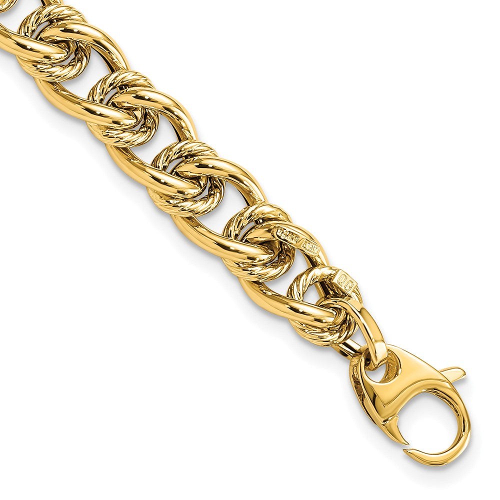 14K Polished 7mm Fancy Link 7.5 inch Bracelet, 7.5 x 7 mm