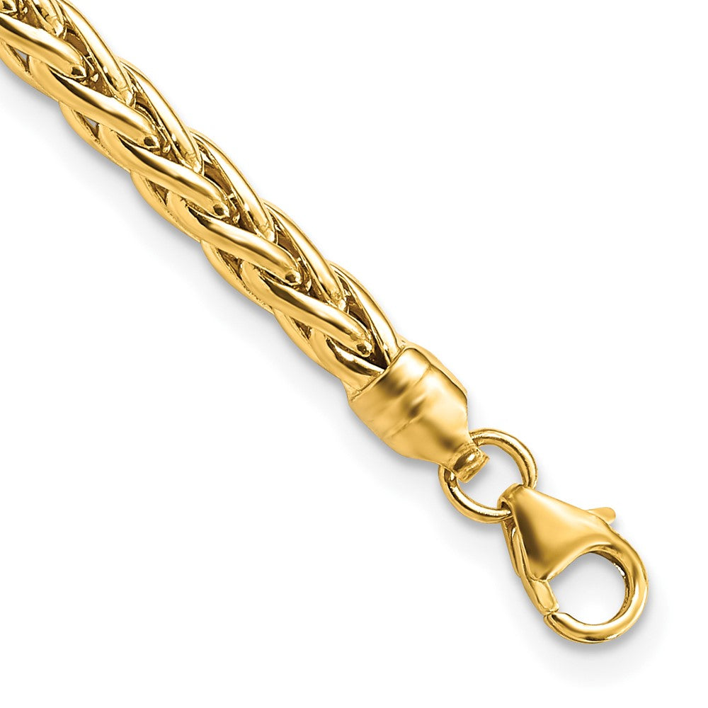 14k Polished 4mm Fancy Wheat Link 7.5 inch Bracelet, 7.5 x 4 mm