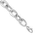14k White Gold Polished 9.7mm Fancy Cable Link 8 inch Bracelet, 8 x 9.7 mm