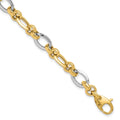 14K Two-tone Polished 8.2mm Fancy Link 7.75 inch Bracelet, 7.75 x 8.2 mm