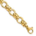 14K Polished and Textured 8mm Fancy Link 7.75 inch Bracelet, 7.75 x 8 mm