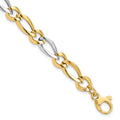 14k Two-Tone Polished 7.3mm Fancy Oval and Round Link 7.25 inch Bracelet, 7.25 x 7.5 mm