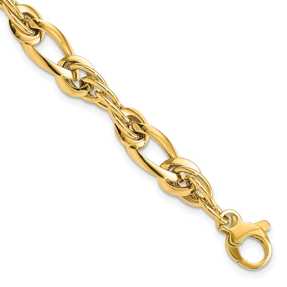 14k Polished 6.4mm Fancy Twisted Link 7 inch Bracelet, 7 x 6.4 mm