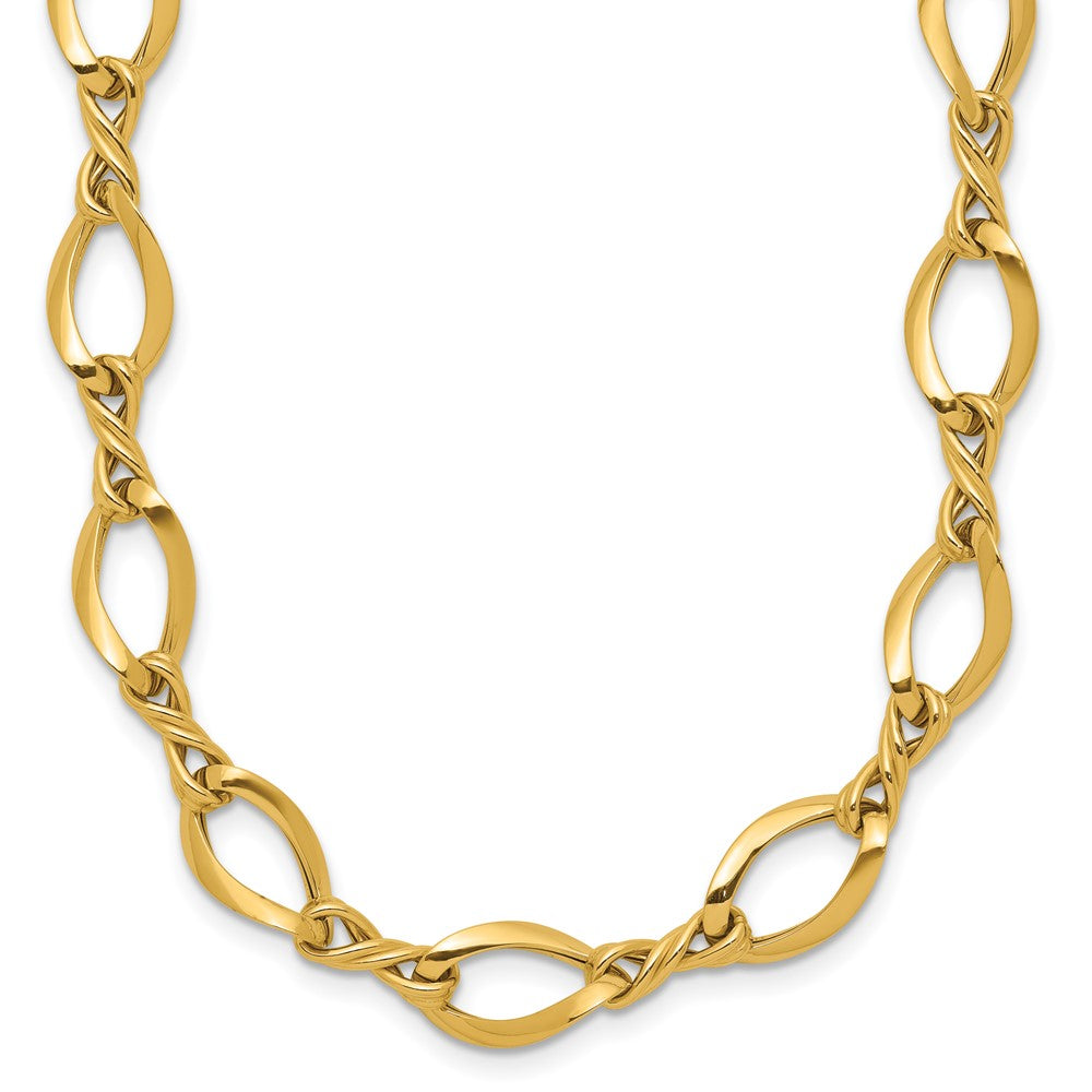 14k Fancy Oval and Twisted Link 18 inch Necklace, 18 x 13.5 mm