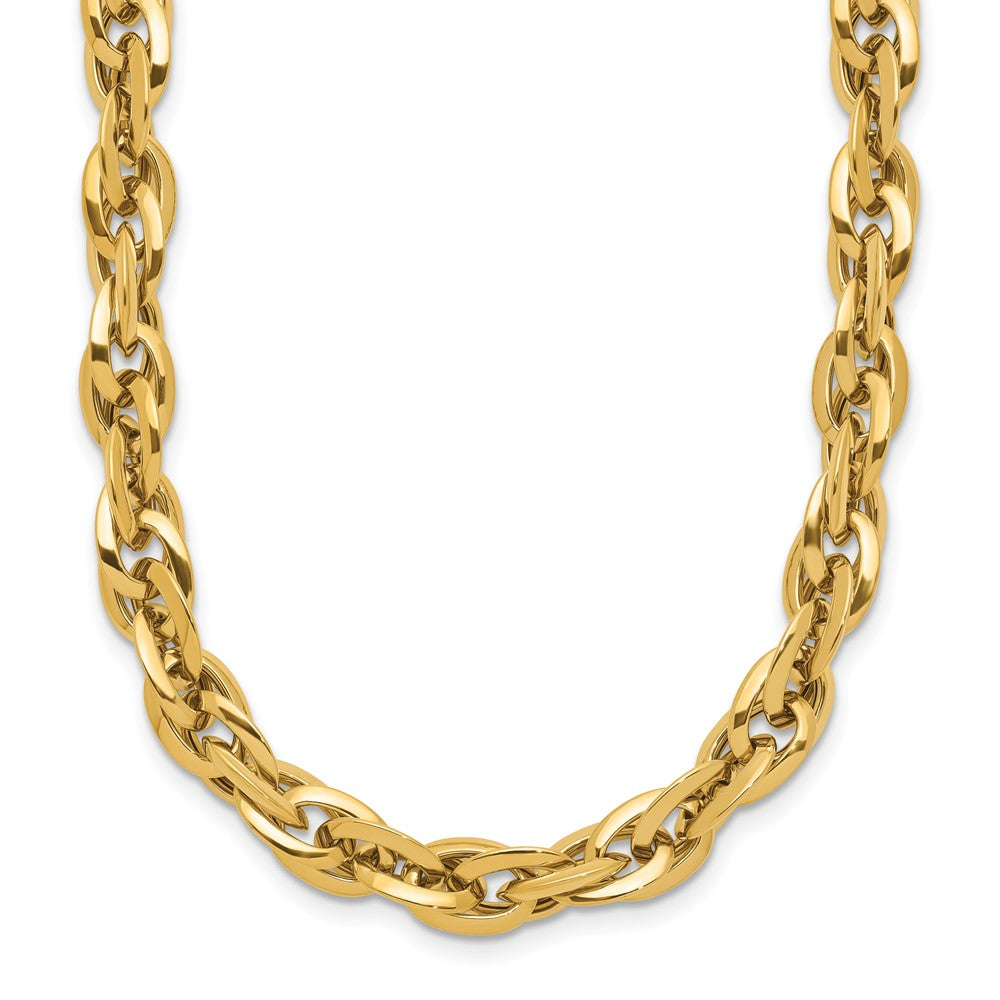 14K Polished 12mm Fancy Rope Link 17.5 inch Necklace, 17.5 x 12 mm