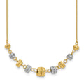 14k Two-tone Polished Diamond-cut Graduated Barrel Beads 18 inch Necklace, 18 x 5.75 mm