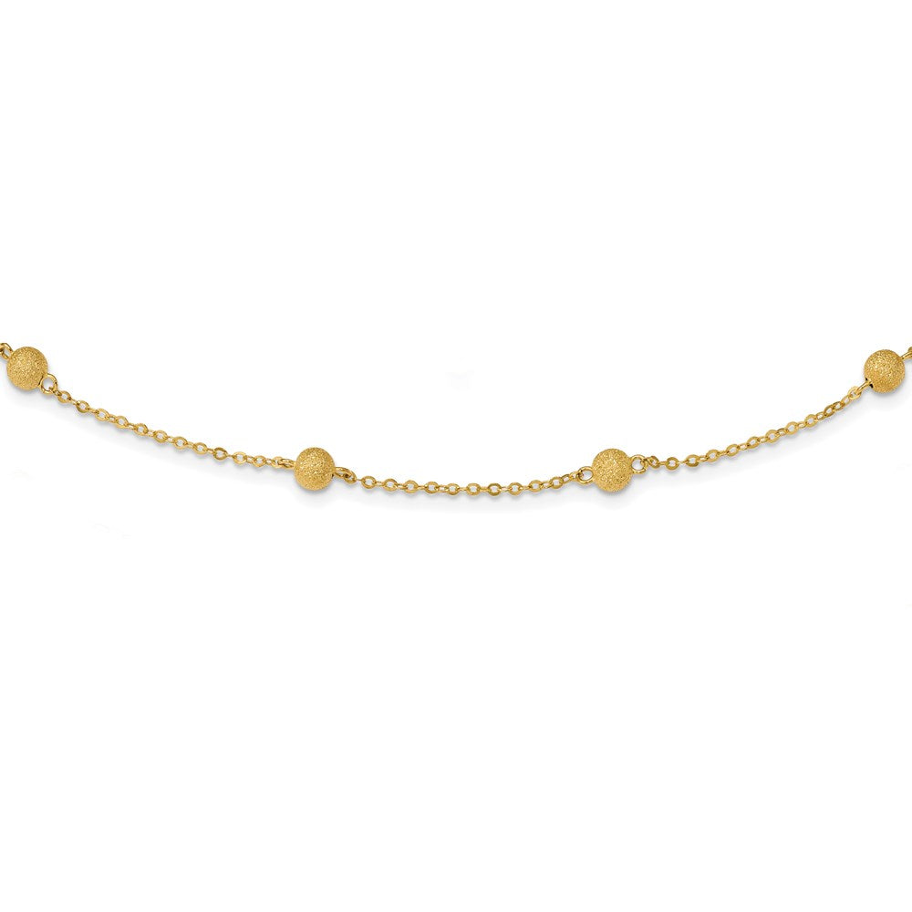 14k Textured 7 Stations Ball Necklace, 24 x 5 mm