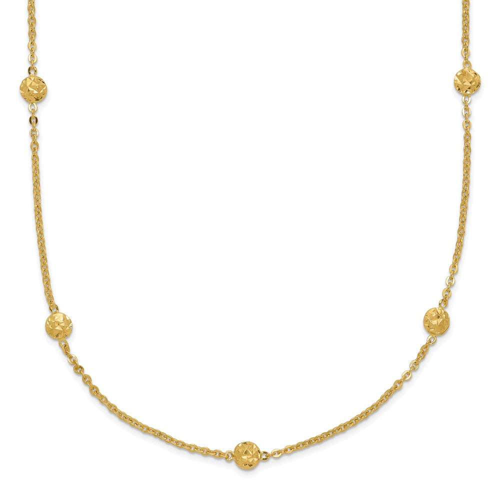 14k Polished Diamond-cut Tiny Puffed Circles 15-Station 18 inch Necklace, 18 x 3 mm