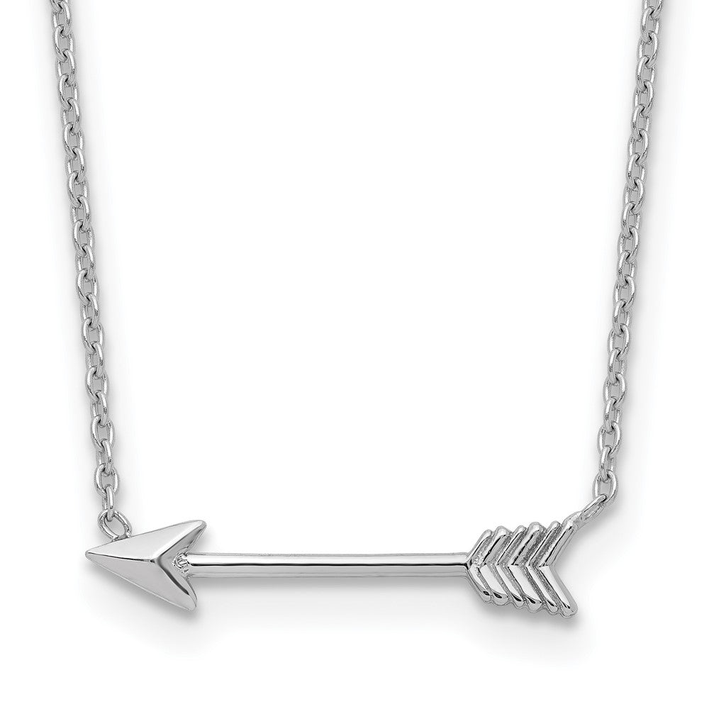 14k White Gold Polished Arrow 17 inch Necklace, 17 x 20 mm