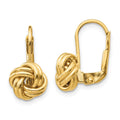 14k 9mm Polished Love Knot Leverback Earrings, 17 x 9 mm