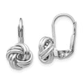 14k White Gold 9mm Polished Love Knot Leverback Earrings, 17 x 9 mm