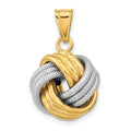 14k Two-Tone Polished Textured Love Knot Pendant, 15 mm