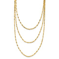 14k Polished Triple Strand Bib Fancy Chain 19.5 inch Necklace, 19.5 x 1.5 mm