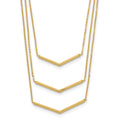 14k Polished Chevron Bar 3-Strand Bib 16 inch Necklace Plus 2 inch Extender, 18 x 0.5 mm