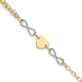 14k Two-tone Polished Infinity and Heart 7 inch Bracelet, 7 x 6.8 mm