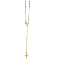 14k Polished Cross and Miraculous Medal Beaded 16.5 inch Rosary Necklace, 16.5 x 8 mm