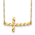 14k Polished Twisted Sideways Cross 17 inch Necklace, 17 x 25.4 mm
