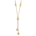 14k Polished Diamond-cut Puffed Hearts 16 inch Lariat Necklace Plus 2 inch Extender, 18 x 0.5 mm