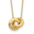 14k Polished Fancy Interlocking Circles 16 inch Necklace Plus 1 inch Extender, 17 x 8.7 mm