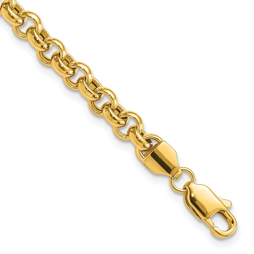 14k Polished Fancy 5mm Rolo Link 8.5 inch Bracelet, 8.5 x 5 mm