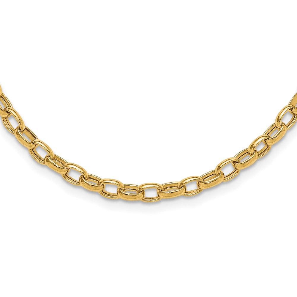 14k Polished 4.5mm Fancy Oval Link 18 inch Necklace, 18 x 4.5 mm