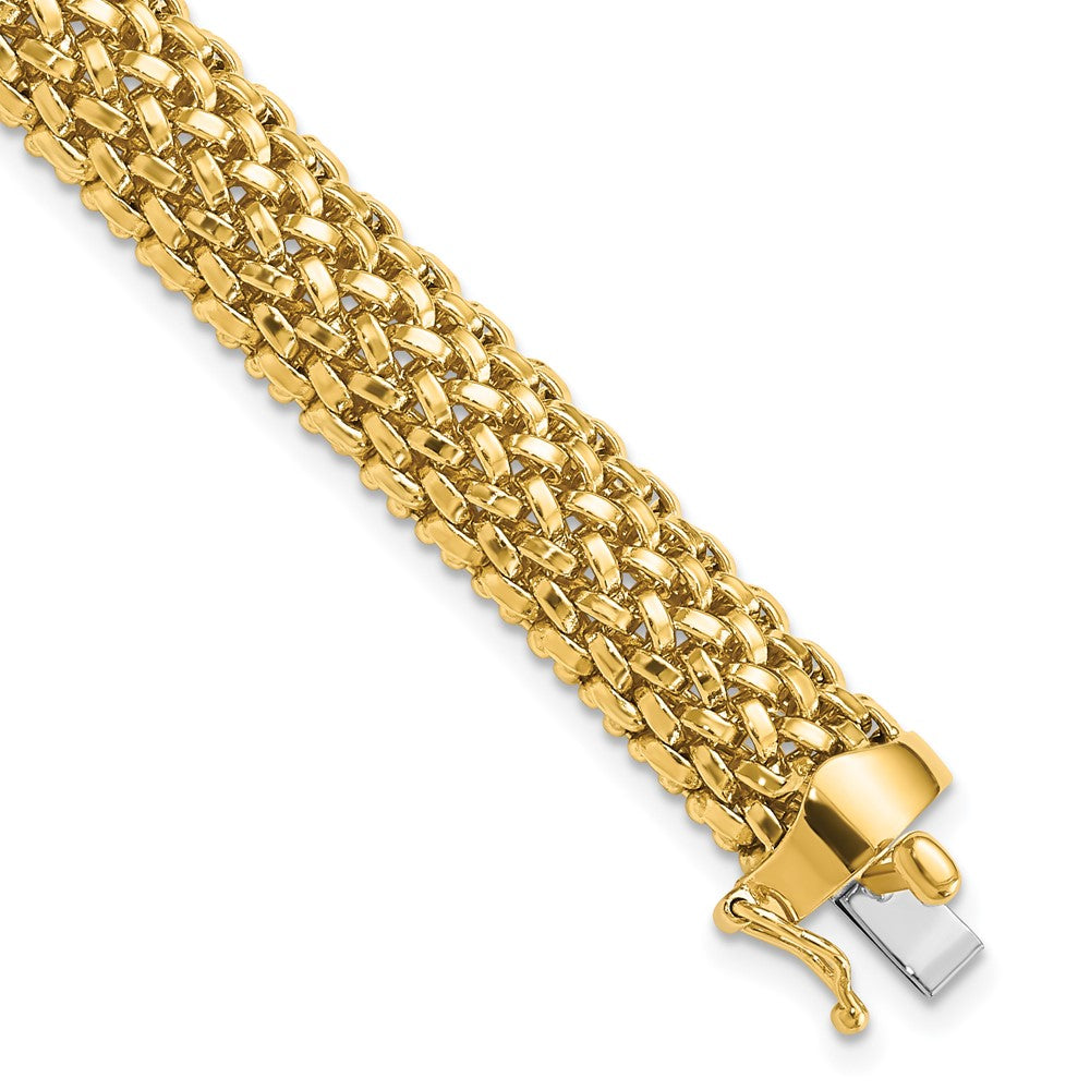 14k Polished 9.25mm Mesh 7.25 inch Bracelet, 7.25 x 9.25 mm